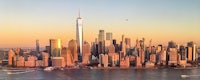 an aerial view of the skyline of manhattan